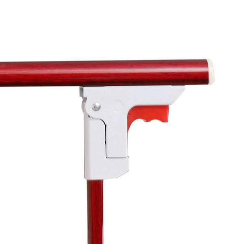 Red wood grain handle of Portable Folding Bed Rail With Red Wood Grain Handle, Adjustable Elderly Guard And Assist Hand Rail