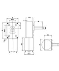 Technical diagram of 6V Rotary Actuator Mini Motor For Windows Doors Robots And More With Dope Torque Power 18 RPM 0.6A Draw Compact 79 X 32 X 21 mm 8 mm Shaft Diameter And 25 mm Shaft Ideal For Home Automation And Robotic Projects