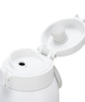 Cordless Portable Travel Electric Kettle 500ml 316 Stainless Steel lid open, showcasing steam vent design for quick tea coffee prep.