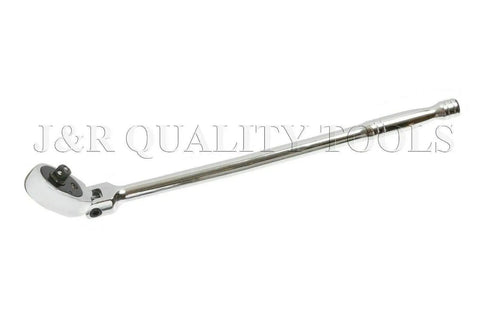 Extra Long Flexible Head Ratchet Set With 3/8 Inch by 17 Inch And 1/4 Inch by 11 Inch CrV, quick release, side angle view
