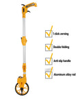 Luocute Distance Measuring Wheel 9999.9m Capacity Folding Design with anti-slip handle and aluminum alloy rod.