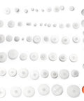 64 Type Plastic Gears Kit with crown gears, worm gears, pulleys arranged on display for DC motors, DIY models, durable high quality.