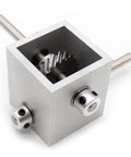 iDili 90-degree right-angle gearbox with 1:2 worm gear, aluminum housing and 6mm shafts (front view)