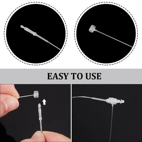 2000 Piece Pack Of Clear Security Plastic Tags Featuring Smooth Snap Lock Pins For Retail Clothing And Merchandise Tamper Proof Hang Tag Loops No Sweat Setup A Bulletproof Retail Flex That Locks Your Inventory Down Tight. Two hands demonstrating easy snap lock setup.