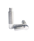 Heavy Duty Stainless Steel Spring Plunger Pin Featuring Slick Ergonomic L Shaped Indexing Handle And Smooth Retractable M12 Locking Mechanism, close-up view.