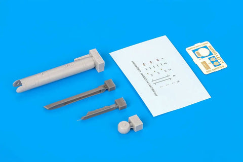 One To Forty Eight Scale AN AAQ 14 LANTIRN Pod For Model Kits High Detail Multicolor Finish Realistic Targeting Sensor Accessory components on blue.