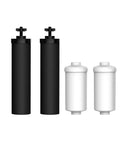 Outdoor-Ready Black Water Filter Replacement For Berkey And Purewell Systems With PF-2 Fluoride Filters And BB9-2 Black Filters