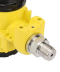 Close-up of Explosion-Proof Rugged Pressure Transducer 0-100 MPa, 4-20mA Output, showing yellow housing and stainless steel port.