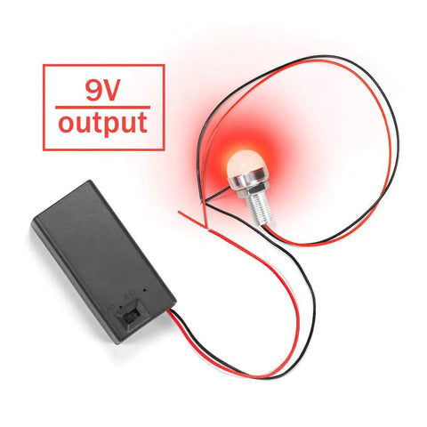 No Sweat Six Pack Nine Volt Battery Holders Featuring Smooth Ride On Off Switches with 9V battery case and LED light.