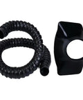 Heavy Hitter Flexible Exhaust Hose With Slick Square Capture Hood For Hassle Free Industrial Welding Smoke Ventilation And Solder Fume Extraction 50 Mm Dia 180 Cm Length Work Ready, shown in black plastic material.