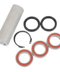 Heavy Duty Rear Wheel Bearing And Seal Rebuild Kit For Yamaha YZ125 1999 To 2022 with aluminum sleeve and rubber seals.