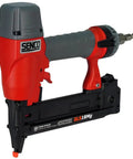 Lightweight 18 Gauge Magnesium Stapler With 1-5/8 Inch Narrow Crown Pro Grade Tool Featuring Red and Gray Pneumatic Design