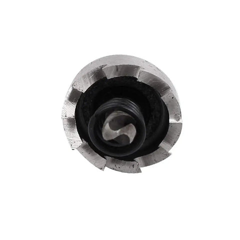 Close-up of 18.5Mm Hole Saw Kit With 68Mm Length HSS Spring Loaded Twist Drill Bits Four Piece Set, metal teeth, front view.