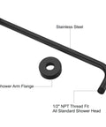 15-inch extension arm and flange in matte black stainless steel for 12 Inch Rain Shower Head With 15 Inch Extension Arm Matte Black