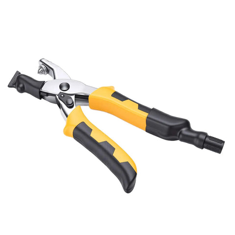 RitoEasysports Electric Badminton Racket Trumpet Plier 2A Cold Hot Press Crimping Machine close-up with rubber grips.