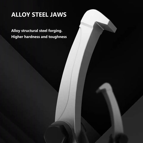 Close-up of alloy steel jaws from Built Tough 30 Ton Hydraulic Bearing Puller Kit With 2 And 3 Jaw Adjustable Separator.