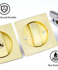 Two Pack Pocket Door Lock With Key For Sliding Barn Doors Recessed Two Sided Latch With Flush Handles Universal Left Or Right Handed