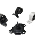Super Heavy Duty Motor Mount Front And Rear Kit For Acura Direct Swap Engine Isolation Bushings showing four motor mounts in black and silver.