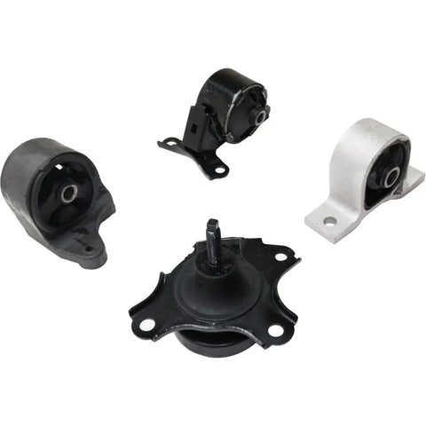 Super Heavy Duty Motor Mount Front And Rear Kit For Acura Direct Swap Engine Isolation Bushings showing four motor mounts in black and silver.