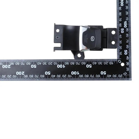 Straight Up Reliable Parking Brake Actuator Electric Electronic Button Switch, top view with ruler for size reference.