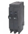 Two 20 Amp Single Pole 120 Volt Plug In Type QT Circuit Breakers For Use Only Where Type QT Breakers Are Allowed, front view