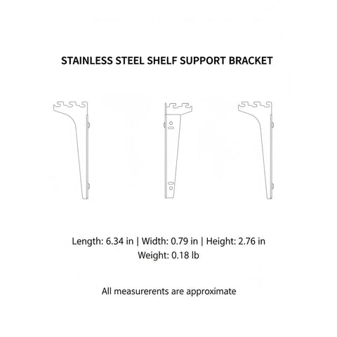 Diagram of Stainless Steel L Bracket Shelf Support Wall Mount For Kitchen Cabinets Closets And Wardrobes 2 8 Inch Height Silver