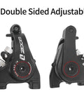 Rock Solid Mechanical Disc Brakes For Road And Cyclocross Bikes Flat Mount Caliper shown from front and back angles with adjustments.