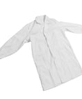 Unisex White Lab Coat With Long Sleeves For Pros Nurse Uniform Style Easy Care Polyester Cotton Blend Spill Resistant Lab Coat Durable Medical Attire For Women And Men Size M laying flat on a white background showcasing its practical design.