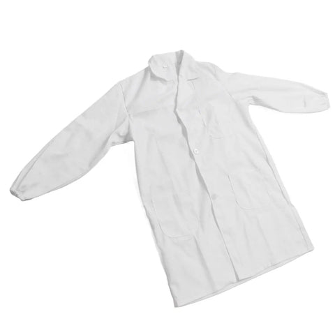 White Long Sleeve Lab Coat For Healthcare Pros And Students Breathable Polyester Cotton Workwear With Durable Design Elastic Cuffs