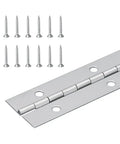 Dead Serious Three Foot Nickel Piano Hinge One Inch Wide Sixteenth Thick Heavy Gauge Continuous Joint Pre Drilled With All The Tight Screws EZ Install Built Stateside with screws.
