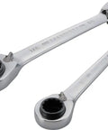 SAE Ratchet Wrench Set 2-Piece With 72-Tooth Ratcheting Box End, 12-Point Quick Engagement Built For Tight Spaces displayed on white.
