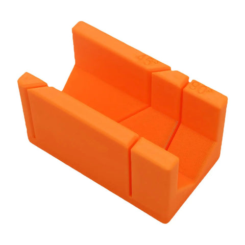 Compact 90 Degree And 45 Degree Cutting Guide For Woodworking, orange plastic miter and straight cut guide with 90°/45° markings