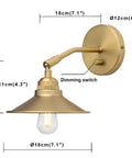 Vintage Industrial Wall Sconce 2 Pack Dimmable Metal Fixture Lighting with dimensions and dimming switch shown