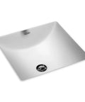 Undercounter Square Lavatory Sink 13 by 13 Inches White, Vitreous China, Customizable Overflow, Includes Mounting Kit for Quick Install