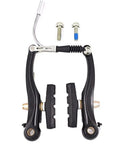V Brakes For Bikes Front And Rear V Brake Set with aluminum arms, pads, and bolts displayed flat on white background. Durable and built to last.