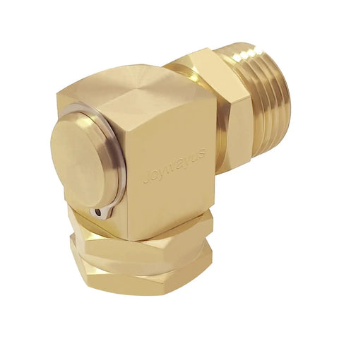 Brass Three Quarter Inch GHT Female To Three Quarter Inch NPT Male Elbow Hose Connector With 360 Degree Swivel For No Kink Garden Hose Setup Durable Fittings Easy Leak Free Attachment, brass elbow