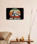 Room with Who Tooted Steam Train Metal Sign Aluminum Wall Decor 8x12 Inches Distressed Retro Locomotive Art Plaque on wall