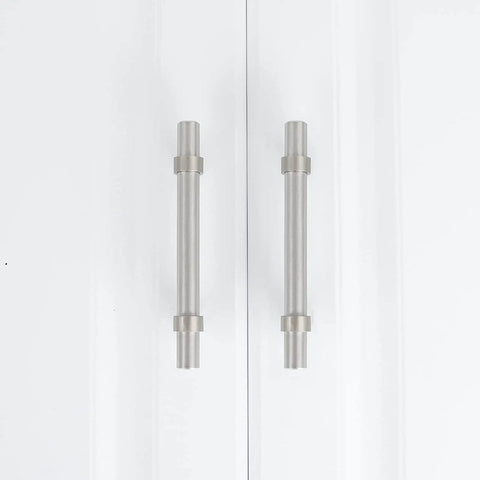 25 Pack 3 Inch Brushed Nickel Cabinet Pulls Satin Nickel Kitchen Drawer Handles Stainless Steel on white cabinet doors