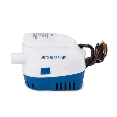 Side view of Automatic Submersible Bilge Pump 12V 750 GPH With Float Switch And Snap Off Strainer for boats and RVs