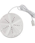 Ultra Compact Portable Mini Washer For Travel And Small Places Leverages Dual Spin Action and Deep Water Circulation, USB powered, round design.