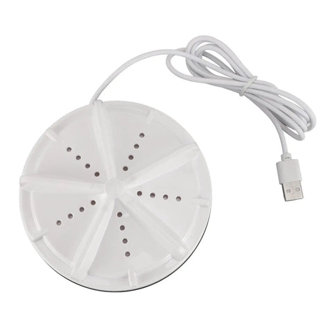 Compact Portable Mini Washer With USB Powered Slick Spiral Wash Tech with white ABS design for washing delicates.