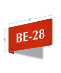 Heavy Duty Horizontal Warehouse Aisle Signs Custom Engraved L Shaped Rack Markers With Kickass Durable ABS Plastic Build Pre Drilled Mounting Holes Ready To Hang Made In Usa, red L shaped sign, 8x4 inches.