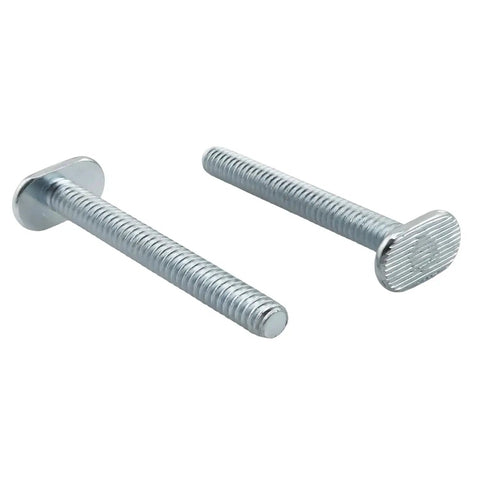 Rock Solid 10 Pack 1/4-20 Thread T Slots Rectangular Bolts Made From Tough Blue Zinc Carbon Steel Perfect For DIY Projects Machining Jobs And Industrial Maintenance Work That Needs To Last A Lifetime. Two zinc plated steel rectangular bolts showing different lengths.