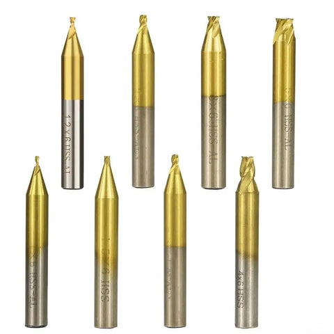 8 gold-tipped 6mm Shank Key Cutting Milling Cutter For Vertical Key Machines great for plastics, PCBs, and metal work