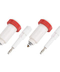 Heavy Duty High Voltage Banana Plug Cross Adapter Designed To Go The Distance With Slick Gold Plated Threads That Lock Tight For Reliable 10KV Power Lab Connections White And Red.