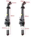 Foldable Bike Stem With Quick Release Aluminum Alloy Adjustable Handlebar Stem For 22.2mm Or 25.4mm Clamps Teeth Grip Design Lightweight 855 890g 380mm Length Fits Most Road And Mountain Bikes, shown in black with measurements marked