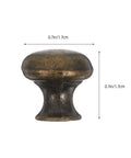Retro Copper Zinc Alloy Cabinet Knobs Set, 10 Pack, Single Hole Mount showing side view and dimensions.