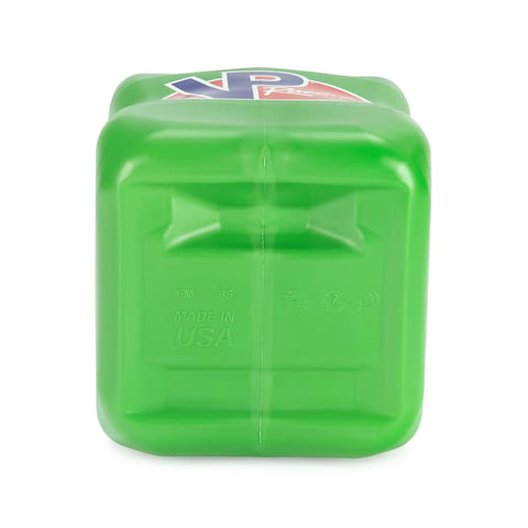 Rock Solid Heavy Duty 5.5 Gallon Square Storage Jugs Green Three Pack With Battery Powered Pump Sweet For Quick Oil Changes And Shop Cleanup No Sweat Setup Today viewed from the top showing the green HDPE material.