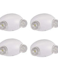 LED Emergency Light 4 Pack With Adjustable Two Heads UL Certified Battery Backup 120 277V in white ABS housing with round lamps