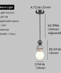 Aolyzmt Natural Alabaster Marble Pendant Light, Modern Cylinder LED Hanging Lamp with adjustable measurements for various spaces.